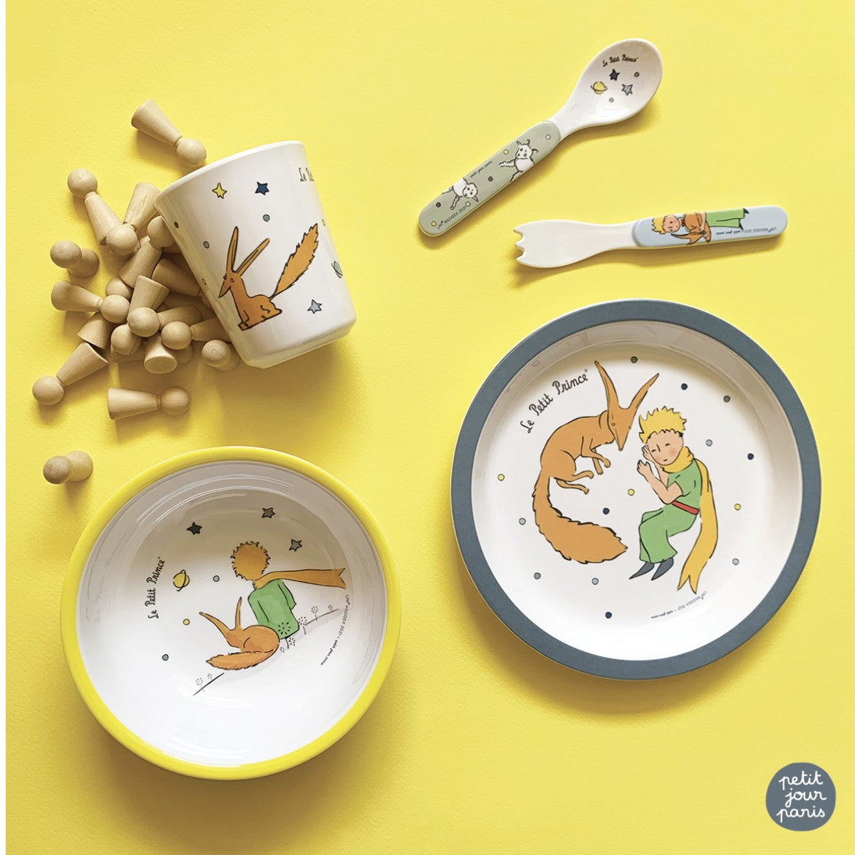 Petit Jour Paris børneservice i gaveæske m. 5 dele, Den lille prins - Blå