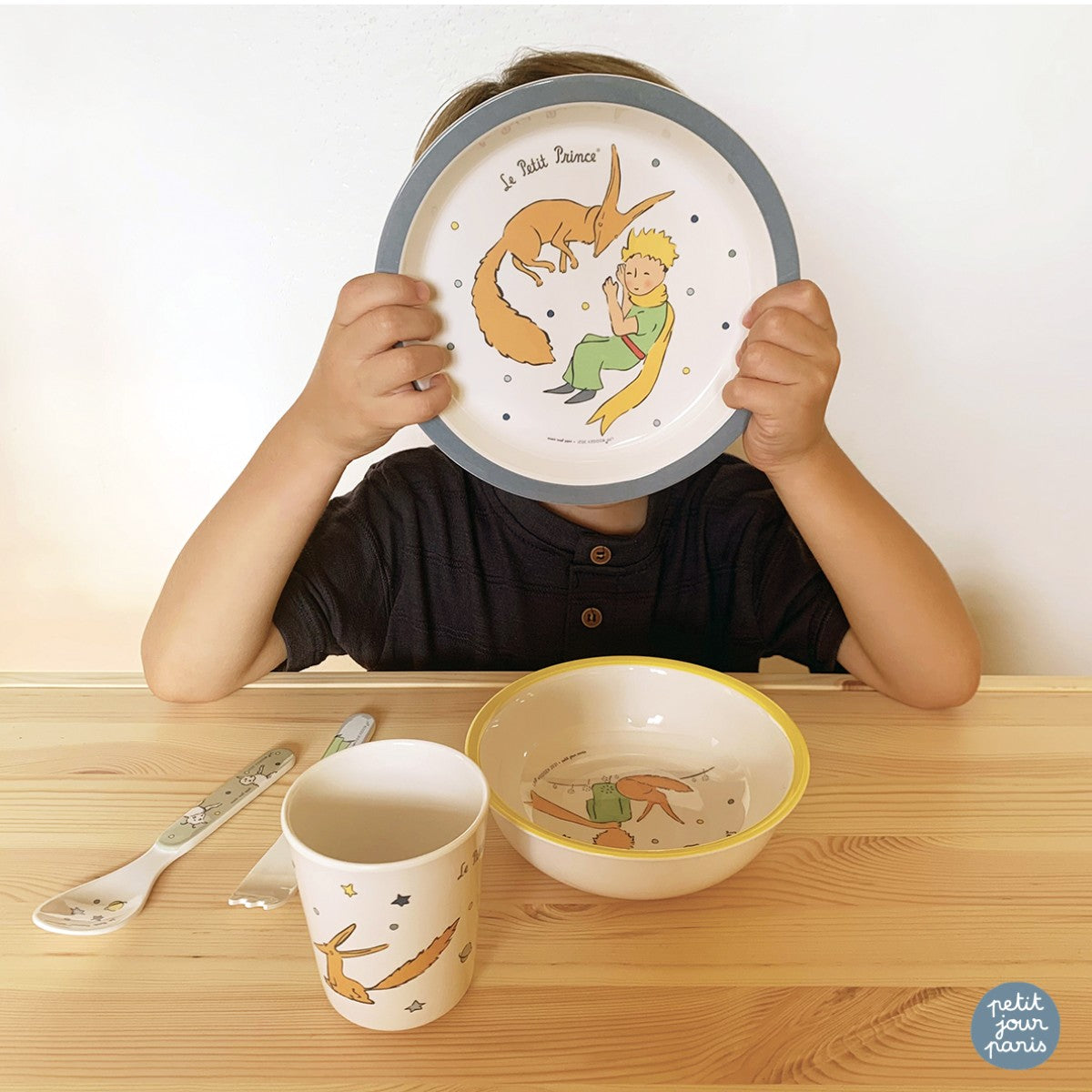 Petit Jour Paris børneservice i gaveæske m. 5 dele, Den lille prins - Blå