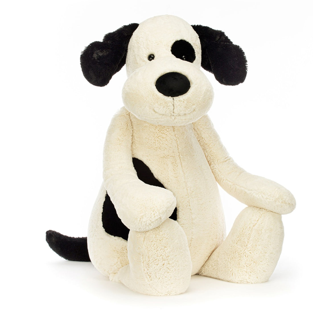 Jellycat bamse, Bashful hund, creme/sort, virkelig stor hund - 108 cm