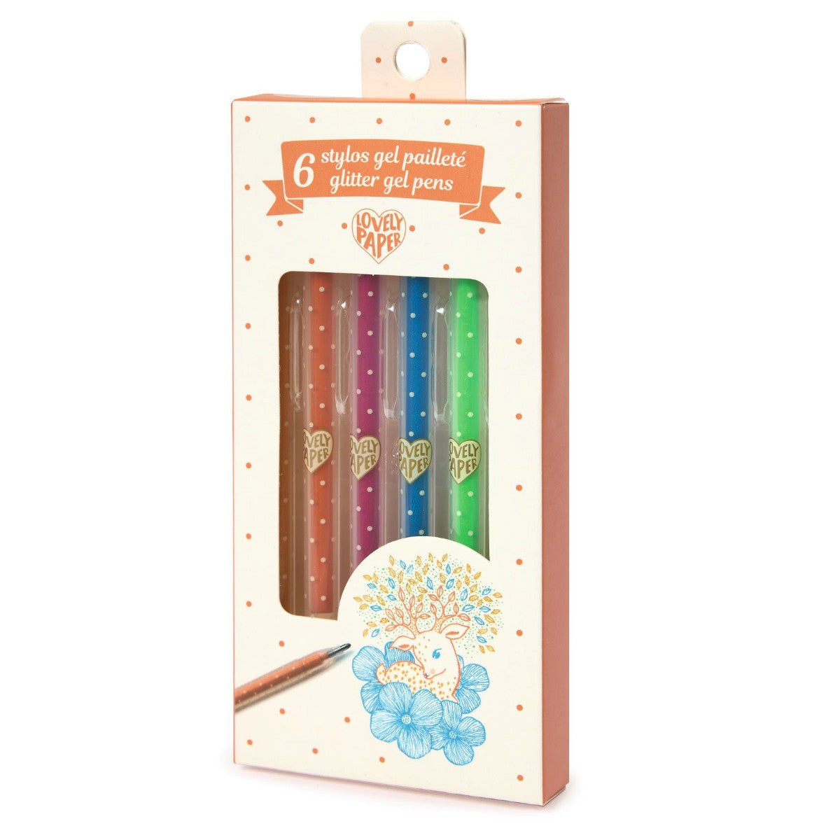 Djeco Lovely paper, glitter gel pens, 6 stk