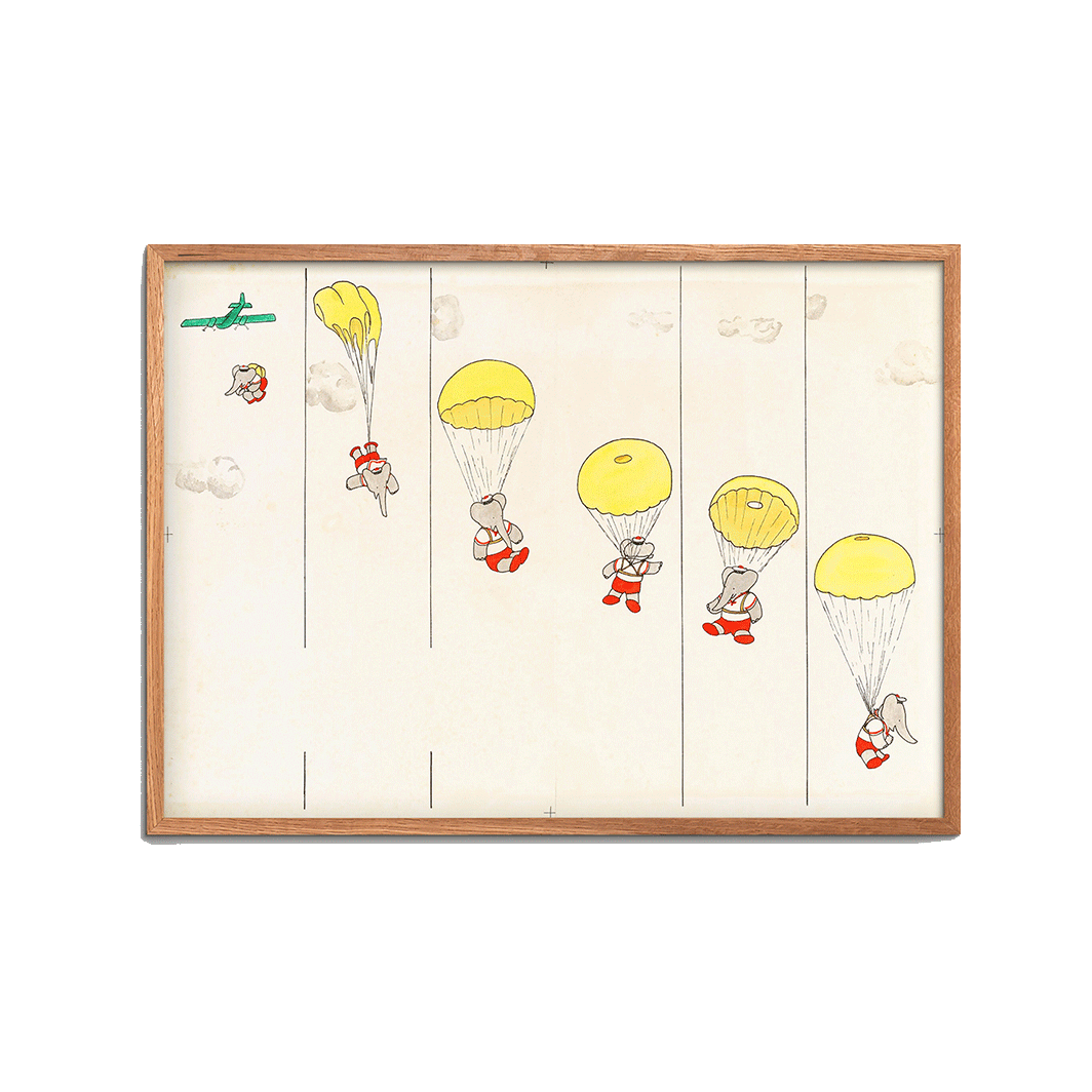 Babar Parachute plakat af Jean de Brunhoff, flere størrelser