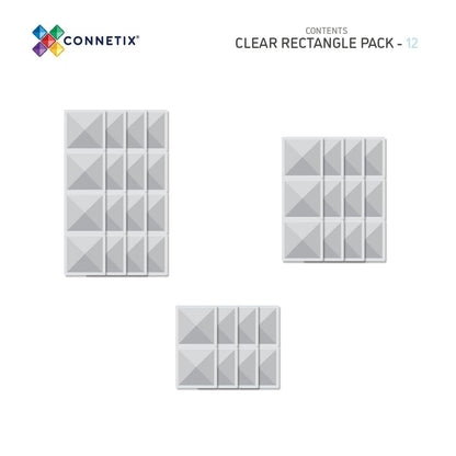 Connetix Ractangle Pack, Magnetisk byggesæt m. 12 dele - Clear