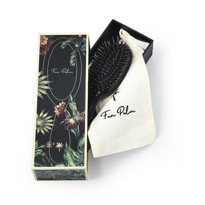 Fan Palm hårbørste, Stardust, Small - Black glitter