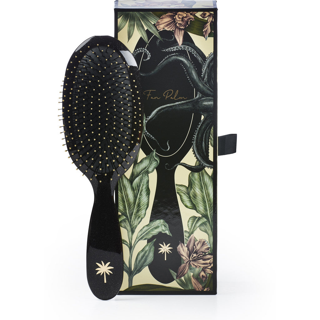 Fan Palm hårbørste, medium, Octopus wet brush - Black w/glitter