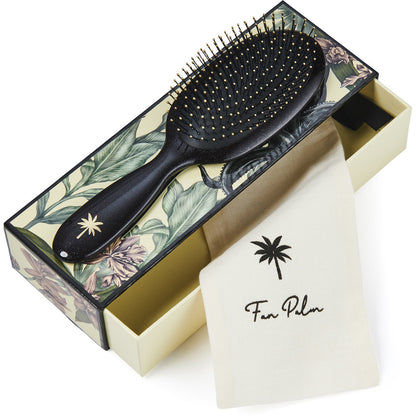 Fan Palm hårbørste, medium, Octopus wet brush - Black w/glitter