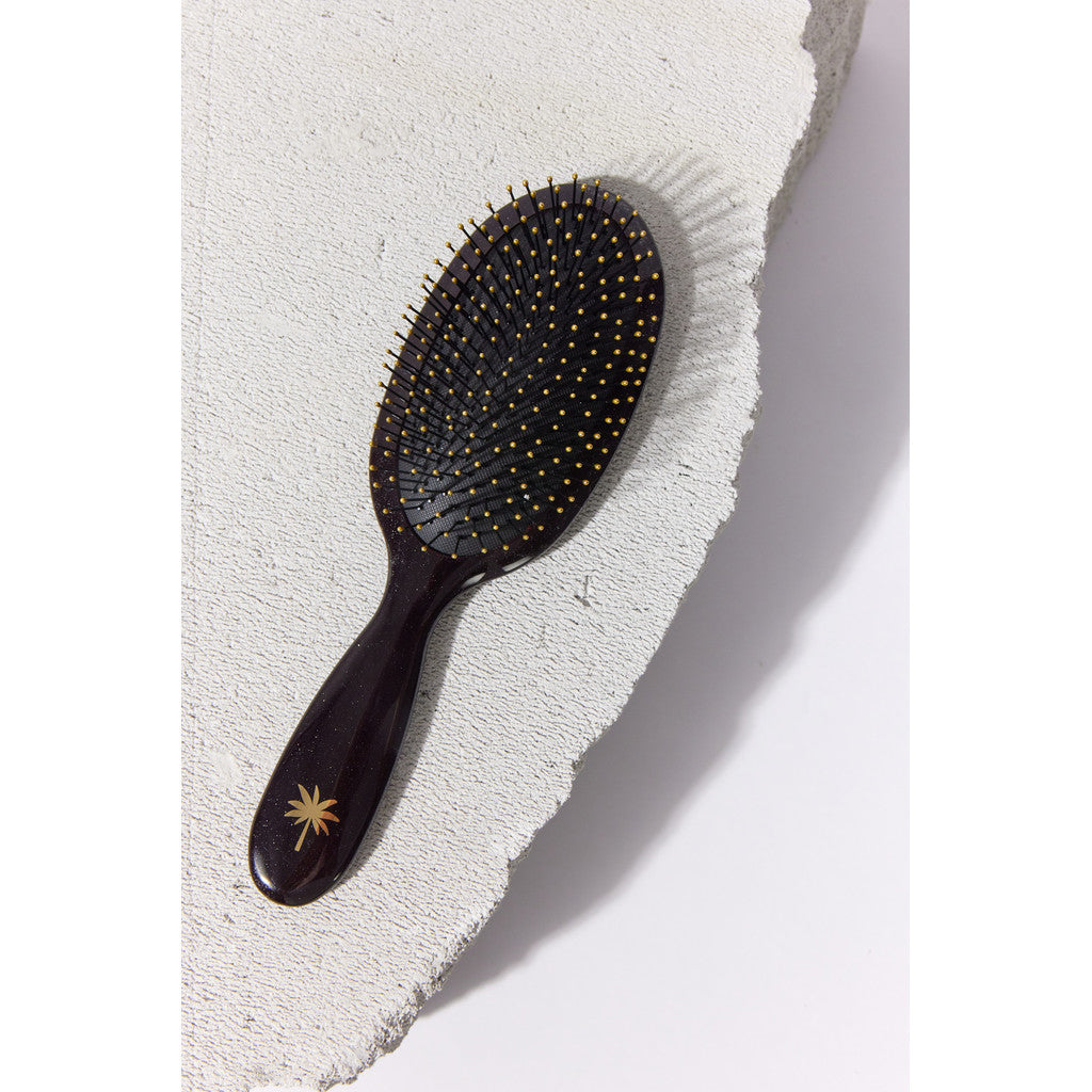 Fan Palm hårbørste, medium, Octopus wet brush - Black w/glitter