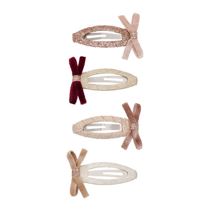 Mimi &amp; Lula - 4 Hårspænder - Skinny Velvet Bow