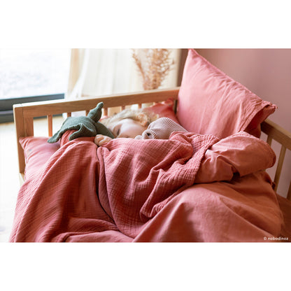 Nobodinoz babytæppe, Wabi Sabi double muslin, 65 x 100 cm - Rosewood