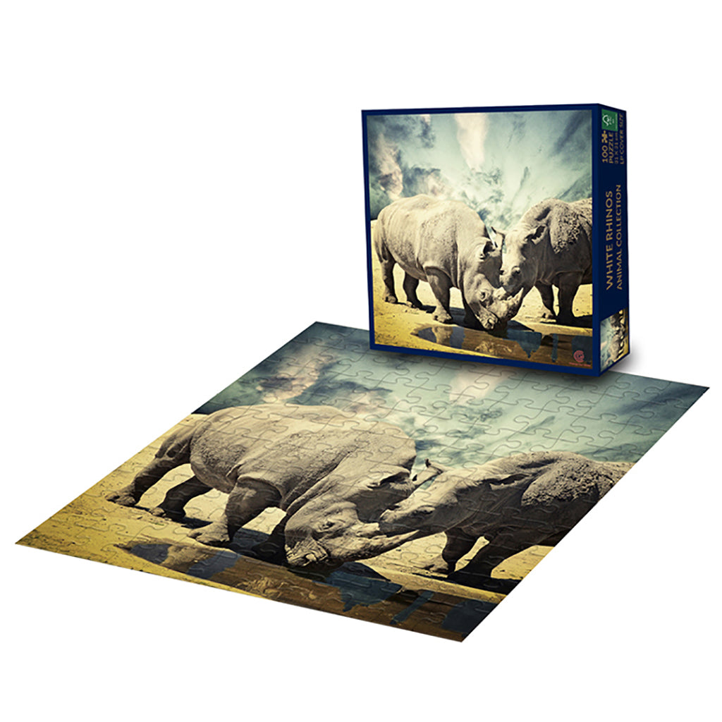 Change our globe puslespil, Hvidt næsehorn - 100 brikker