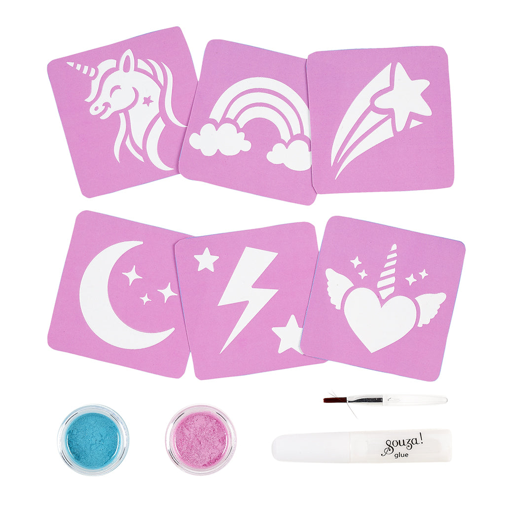 Souza glitter tatoveringssæt, Unicorn