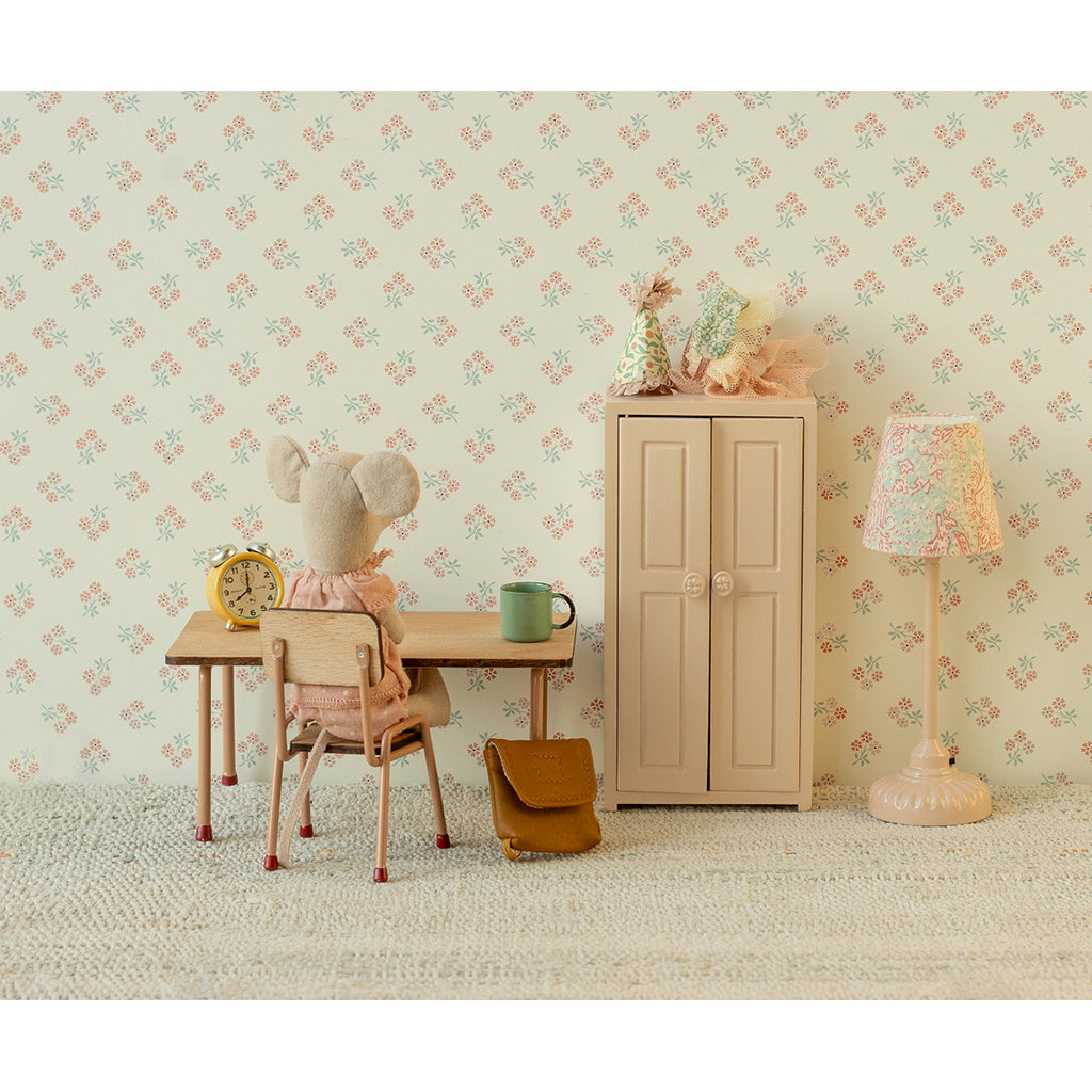 Maileg dukketilbehør til mus, Klædeskab 3 bøjler - lyserød