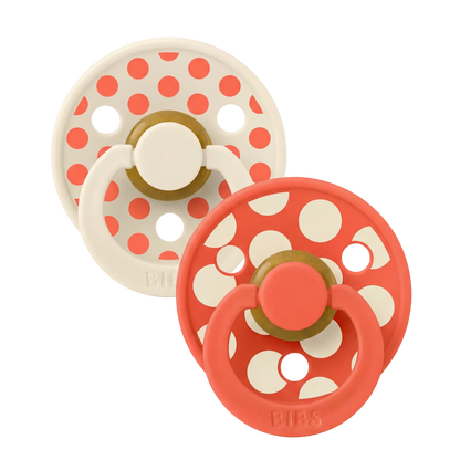 Bibs sutter i naturgummi, str. 2 - Polka Ivory/Tango