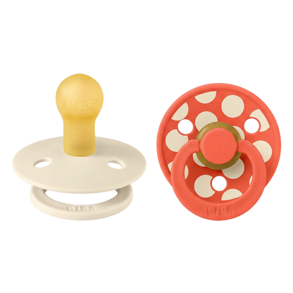 Bibs sutter i naturgummi, str. 2 - Polka Ivory/Tango