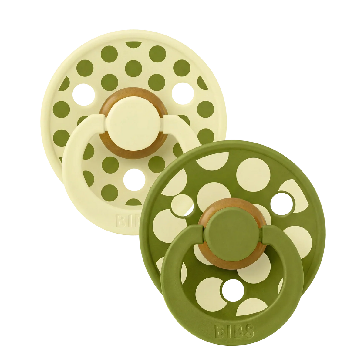 Bibs sutter i naturgummi, str. 2 - Polka Luna/Wasabi