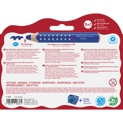 Faber-Castell, Grippy Jumbo farveblyanter 10 stk + 1 blyantspidser