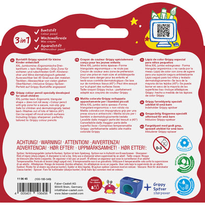 Faber-Castell, Grippy Jumbo farveblyanter 16 stk + 1 blyantspidser