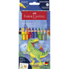 Faber-Castell, 8+2 Jumbo Grip farver + klistermærker - Dinosaur