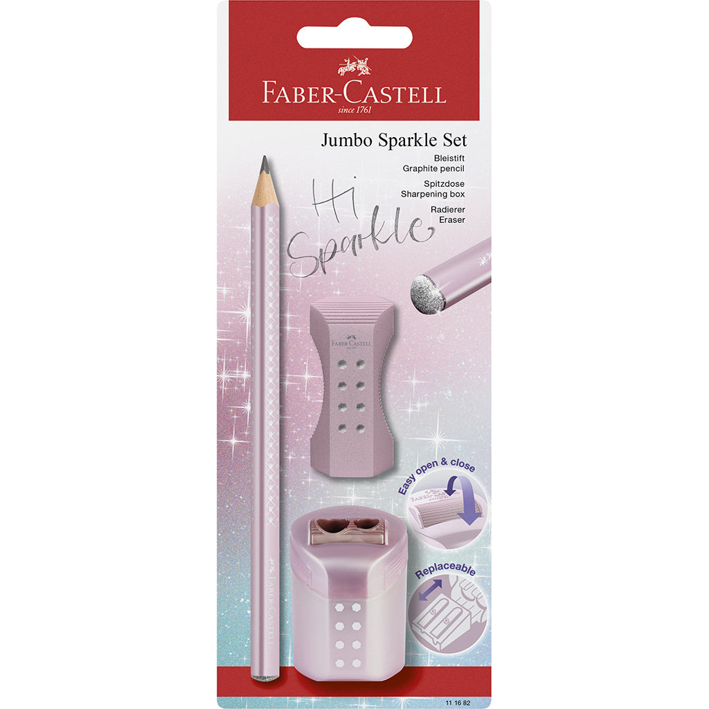 Faber-Castell 3-i-1 Jumbo Sparkle sæt, Rose