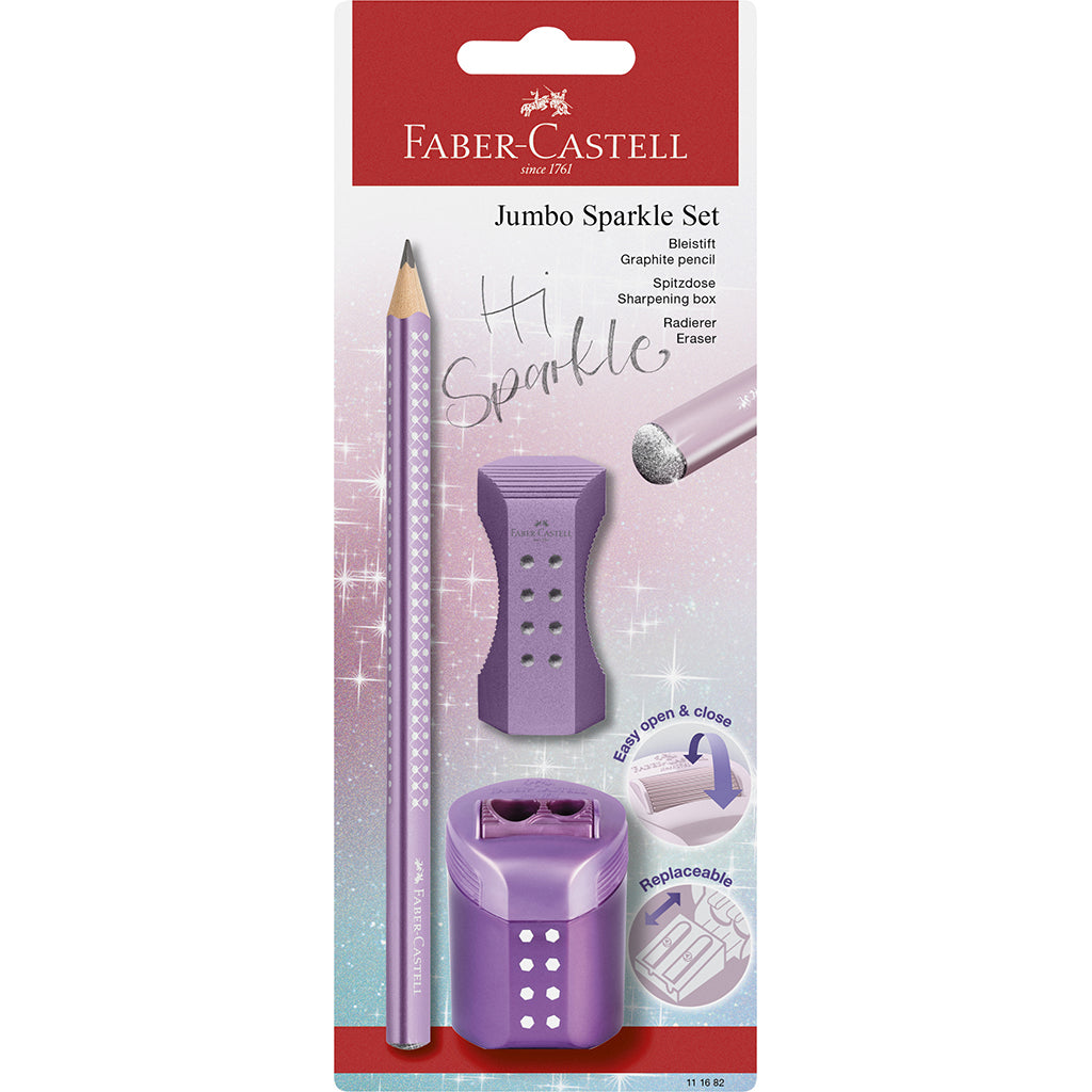 Faber-Castell 3-i-1 Jumbo Sparkle sæt, Violet