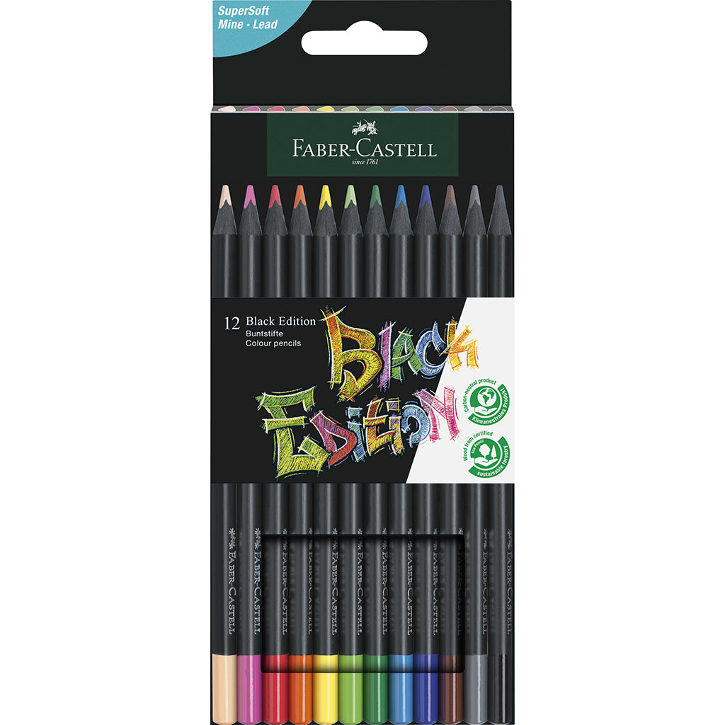 Faber-Castell, Black Edition, 12 stk farveblyanter - ass. farver