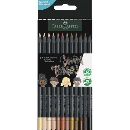 Faber-Castell, Black Edition, 12 stk farveblyanter - Skintones