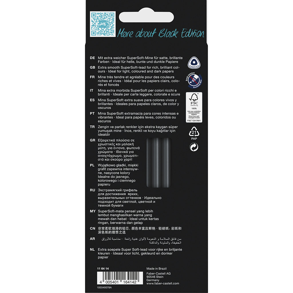 Faber-Castell, Black Edition, 12 stk farveblyanter - Skintones