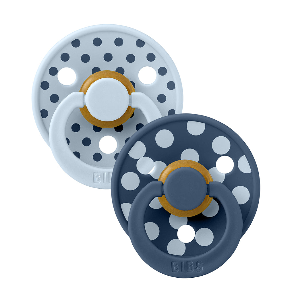 Bibs sut i naturgummi, 2-pak, str. 2 - Polka, Baby blue/Steel blue