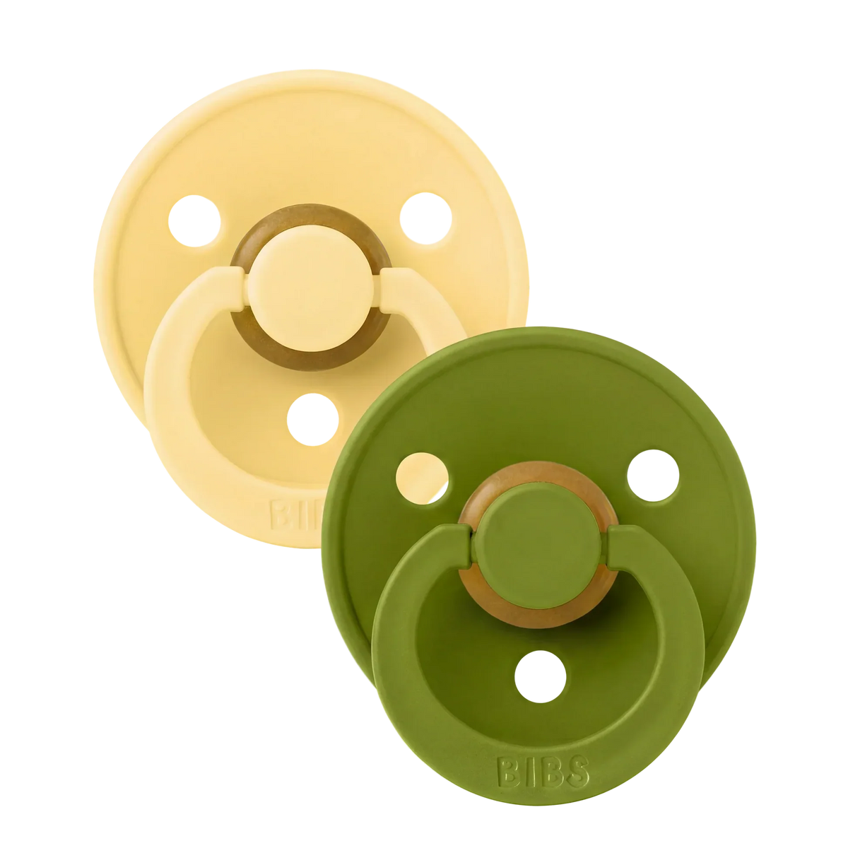 Bibs sutter i naturgummi, str. 2, 2-pak - Pale butter/Wasabi