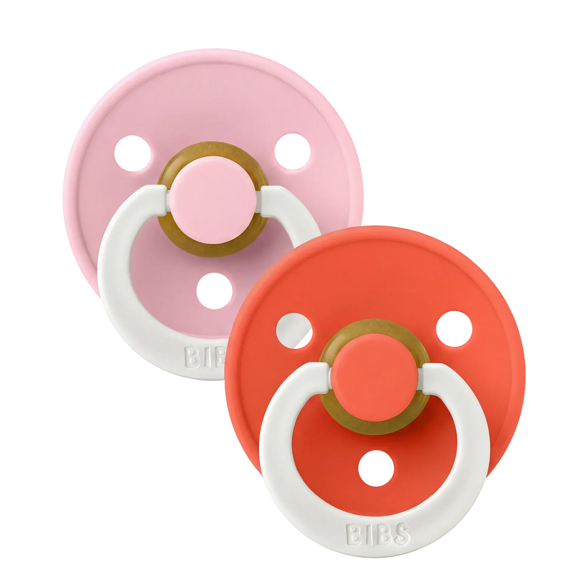 Bibs sutter i naturgummi, str. 2, 2-pak - GLOW Baby Pink/Tango