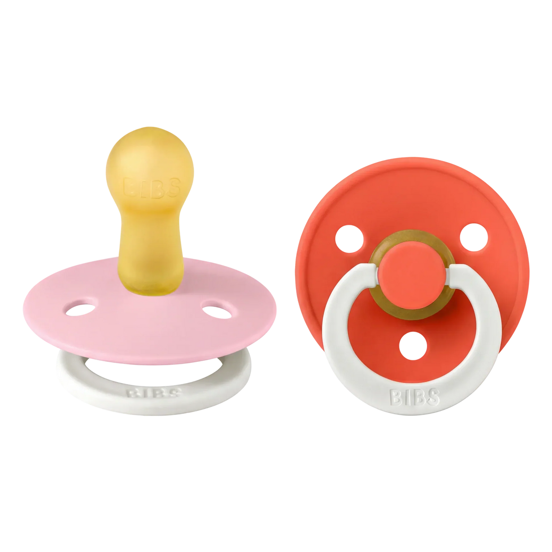 Bibs sutter i naturgummi, str. 2, 2-pak - GLOW Baby Pink/Tango