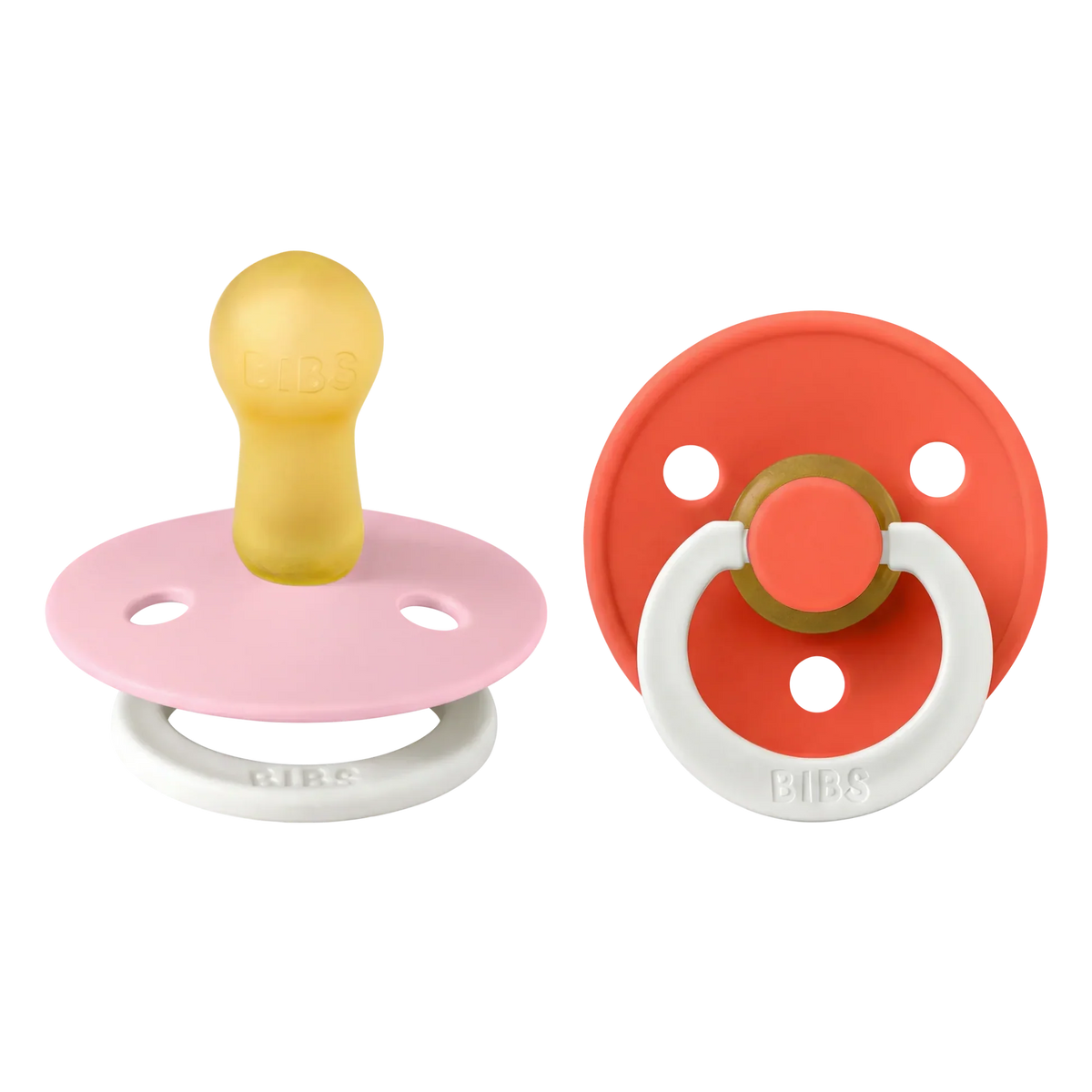 Bibs sutter i naturgummi, str. 2, 2-pak - GLOW Baby Pink/Tango