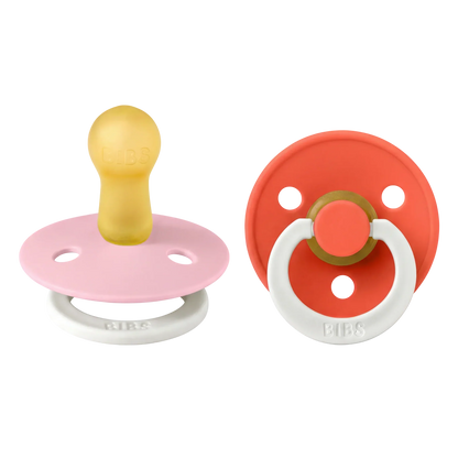 Bibs sutter i naturgummi, str. 2, 2-pak - GLOW Baby Pink/Tango