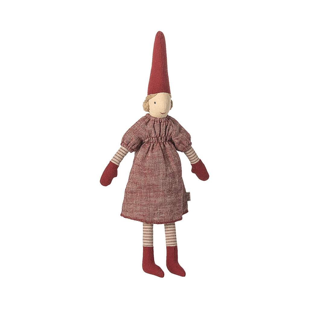 Maileg Nisse, Str. 2, Pige - Rød kjole