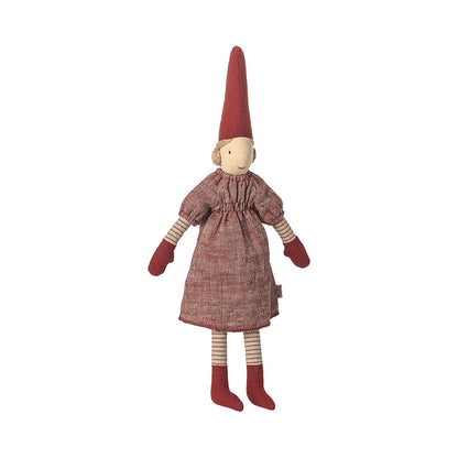 Maileg Nisse, Str. 2, Pige - Rød kjole