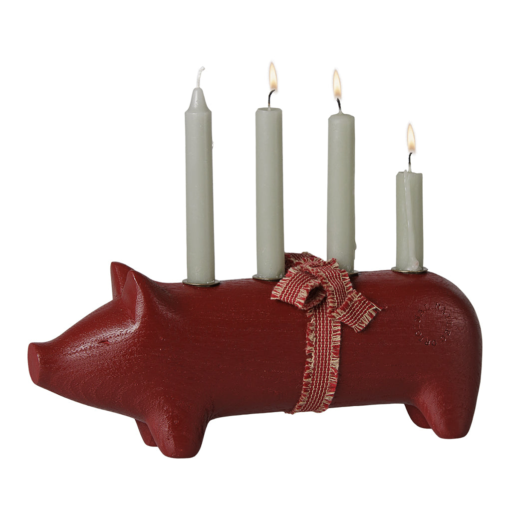 Maileg Adventslysestage, Medium gris - Rød