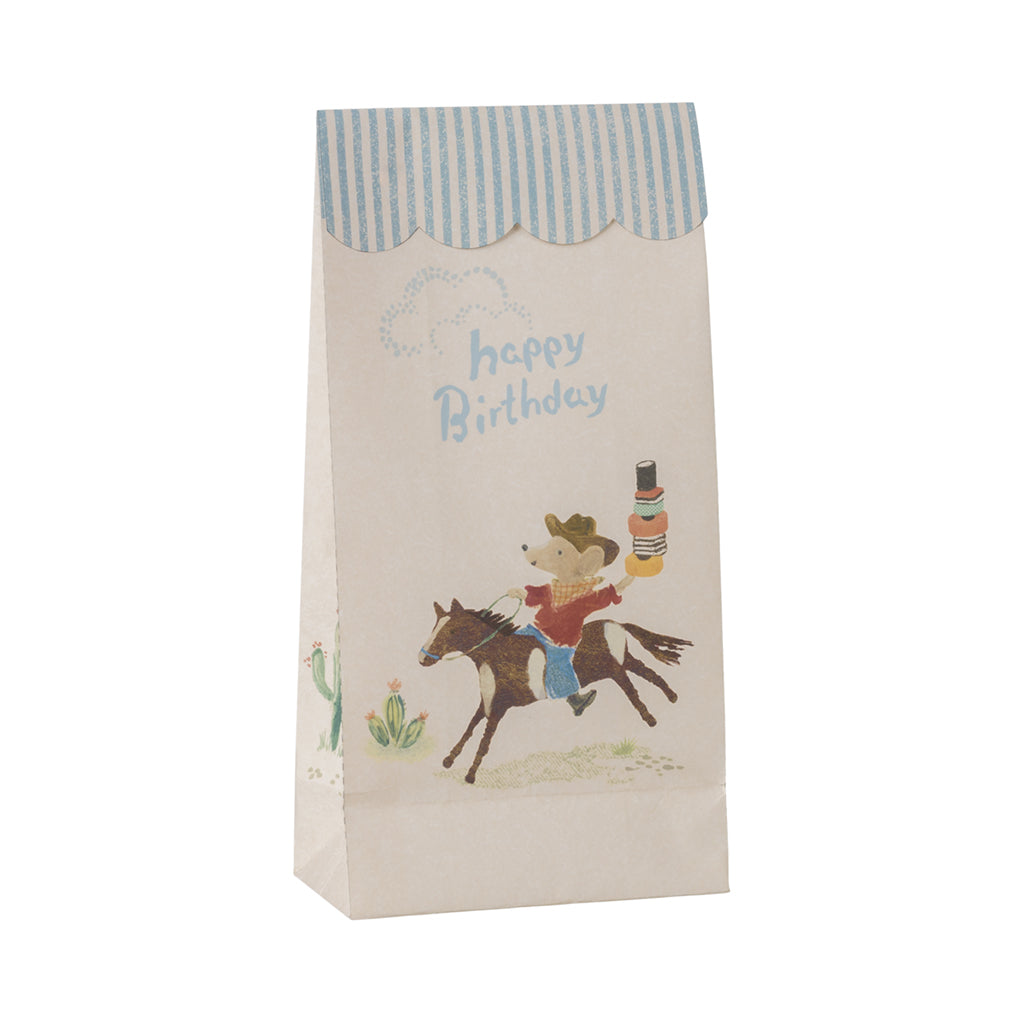 Maileg papirspose, Happy birthday cowboy - 12 stk.