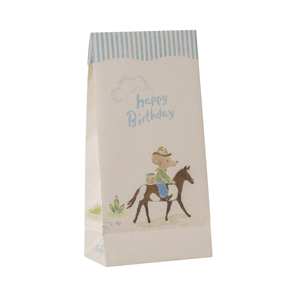 Maileg papirspose, Happy birthday cowboy - 12 stk.
