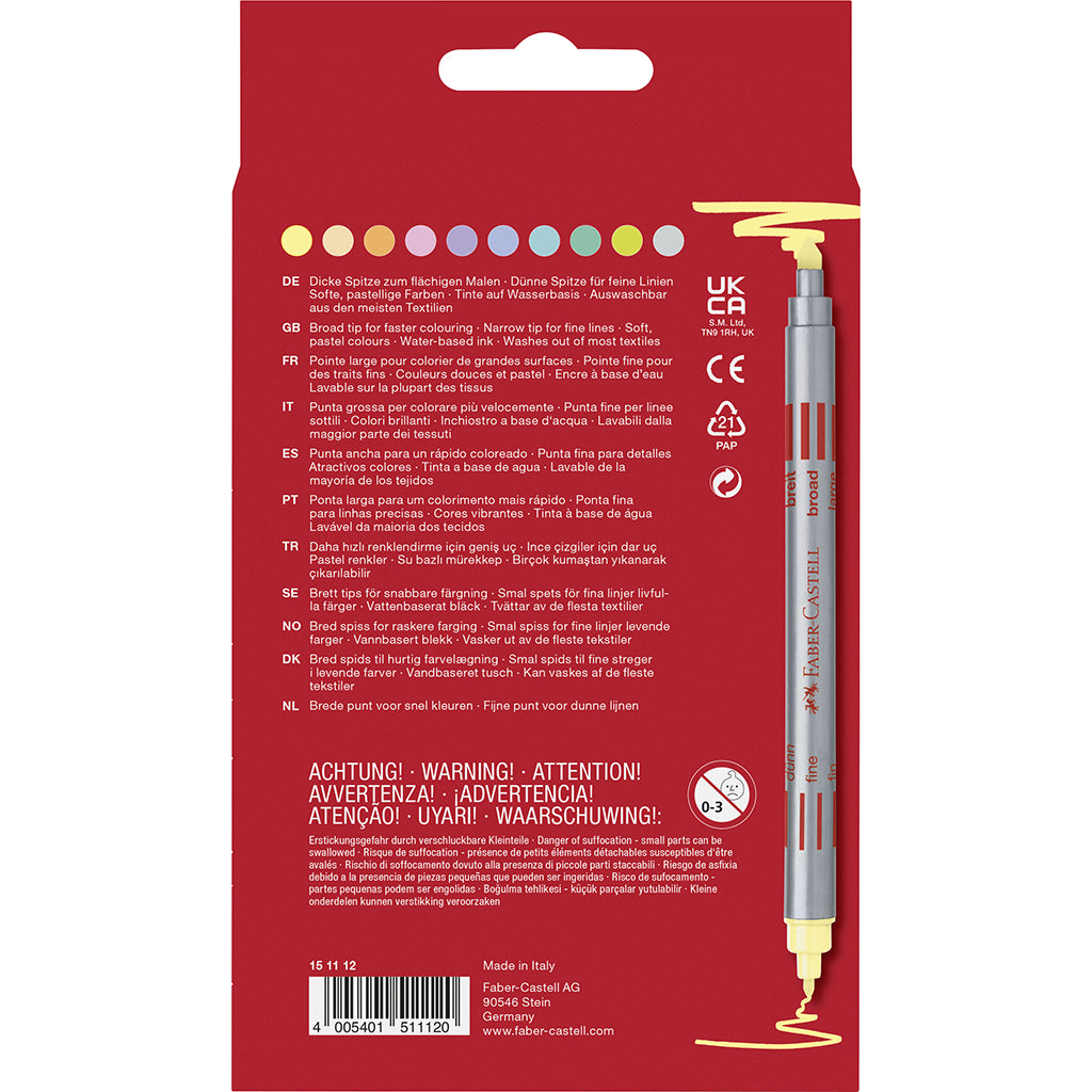 Faber-Castell, Dobbelt tuscher m. tyk og tynd spids - 10 stk.