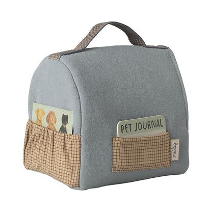 Maileg kæledyrtaske, lille, til plys hundehvalp  - Blå