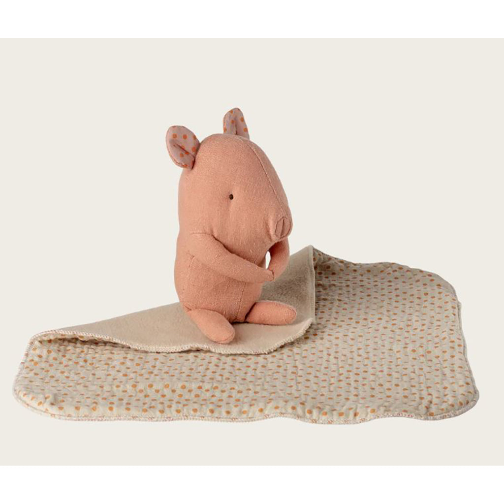 Maileg Lullaby friends, Gris bamse, Mini - Lyserød