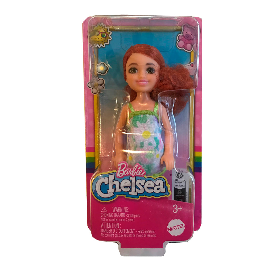 Barbie Chelsea dukke, Rødt hår og kjole med hvide blomster