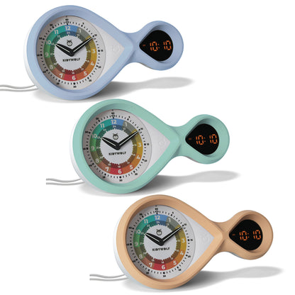 Kidyalarm vækkeur til børn m analog urskive og digital visning, Grøn