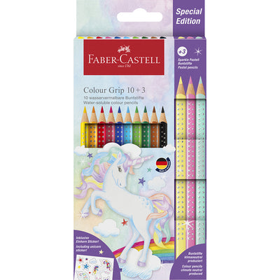 Faber-Castell, 10 +3 Grip Unicorn farveblyanter, Sparkle