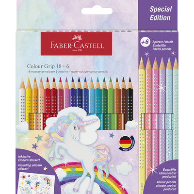 Faber-Castell, 18+6 Grip Unicorn farveblyanter, Sparkle
