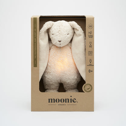 Moonie 2.0, økologisk Humming kanin m pink noise og lampe - Sand