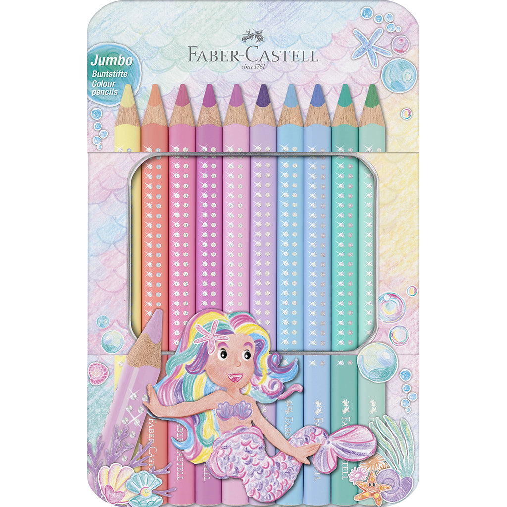 Faber-Castell, Jumbo farveblyanter, 10 stk pastel i tinæske