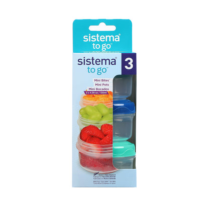 Sistema Mini Bites To Go, snackbøtter, 3-pak - 130 ml