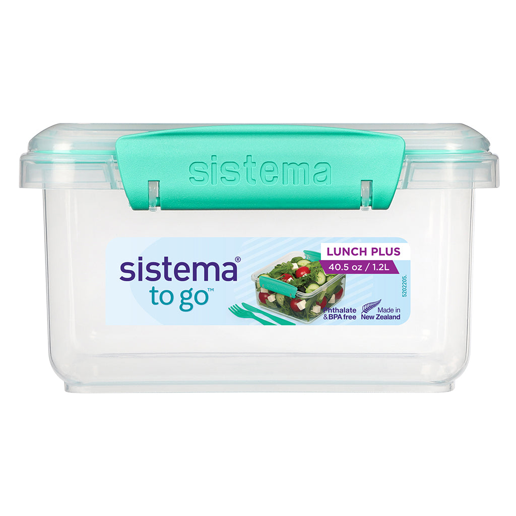 Sistema Lunch plus madkasse m. 1 rum og bestik, 1.2L - Minty teal