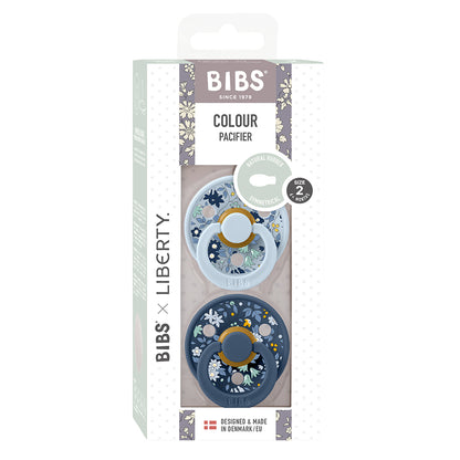 Bibs Liberty, 2-pak Colour Chamomile Lawne, sutter i naturgummi, str. 2 - Baby Blue Mix
