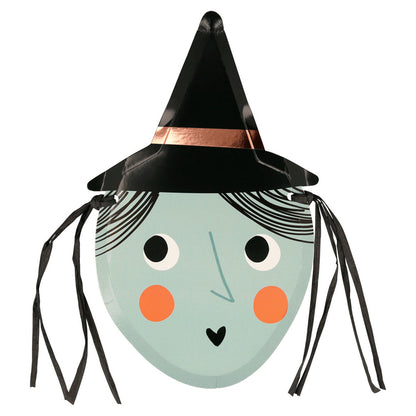Meri Meri paptallerkener, Halloween heks m hår - 8 stk.